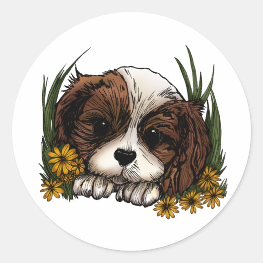 Puppy Ronde Sticker (Voorkant)