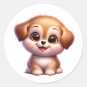 Puppy Ronde Sticker (Voorkant)