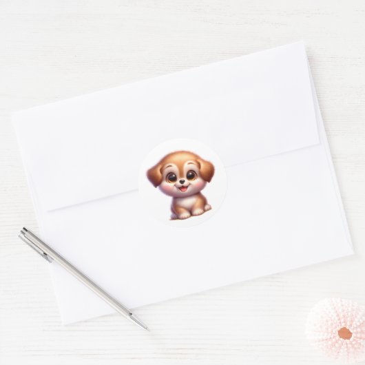 Puppy Ronde Sticker (Envelop)
