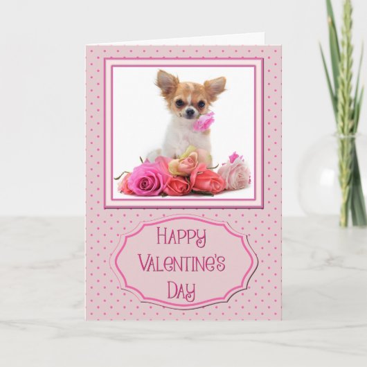 Puppy & Rozen Valentijn Feestdagen Kaart (Voorkant)