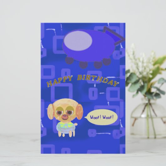 Puppy Ruimteschip Chef Ducky Kazoo Gelukkige Verja Briefpapier (Staand voorkant)