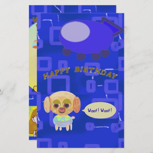 Puppy Ruimteschip Chef Ducky Kazoo Gelukkige Verja Briefpapier (Voorkant / Achterkant)