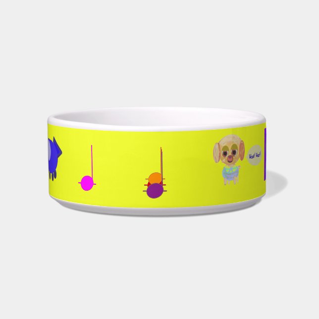 Puppy Ruimteschip Keramische Pet Bowl Voerbakje (Voorkant)