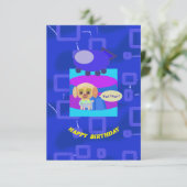 Puppy Ruimteschip Verjaardagsuitnodiging Kaart (Staand voorkant)