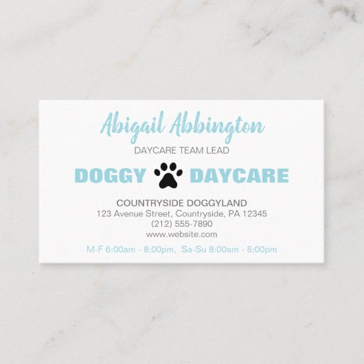 Puppy run Blue Doggy Daycare Visitekaartje (Voorkant)