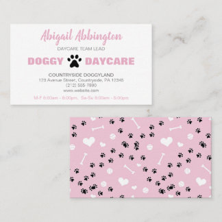 Puppy run Roze Doggy Daycare Visitekaartje