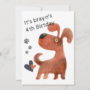 Puppy schattige hond 4e verjaardag uitnodigingen