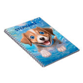 Puppy Schattige Zwemhond Gepersonaliseerde Kinder  Notitieboek (Rechterzijde)