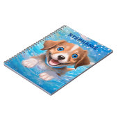 Puppy Schattige Zwemhond Gepersonaliseerde Kinder  Notitieboek (Linkerzijde)