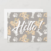 Puppy Scooby-Doo Bone & Paw Print Patroon Briefkaart (Voorkant / Achterkant)