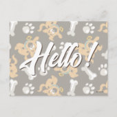 Puppy Scooby-Doo Bone & Paw Print Patroon Briefkaart (Voorkant)