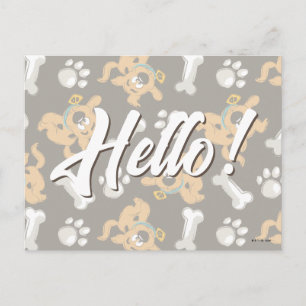 Puppy Scooby-Doo Bone & Paw Print Patroon Briefkaart