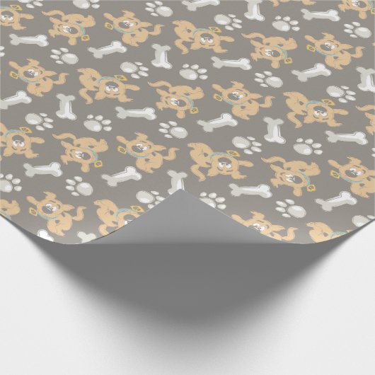 Puppy Scooby-Doo Bone & Paw Print Patroon Cadeaupapier (Hoek)