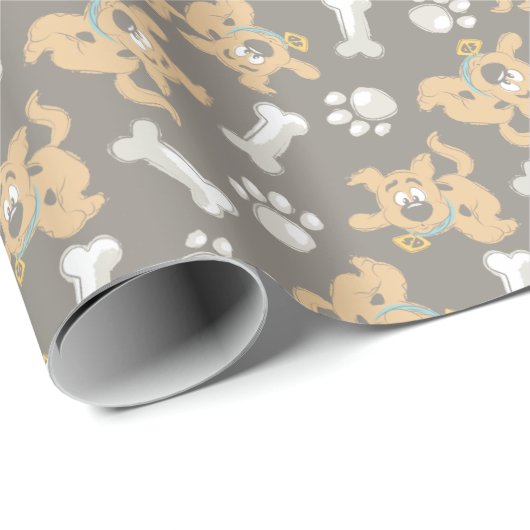 Puppy Scooby-Doo Bone & Paw Print Patroon Cadeaupapier (Rol Hoek)