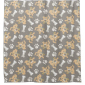 Puppy Scooby-Doo Bone & Paw Print Patroon Douchegordijn (Voorkant)