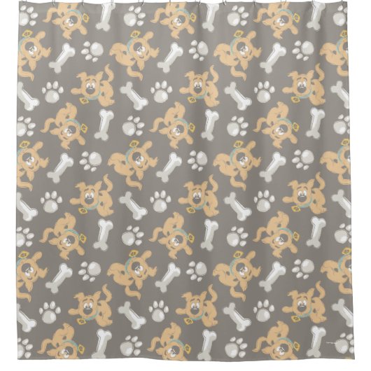 Puppy Scooby-Doo Bone & Paw Print Patroon Douchegordijn (Voorkant)