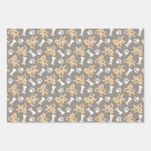 Puppy Scooby-Doo Bone & Paw Print Patroon Inpakpapier Vel (Voorkant)