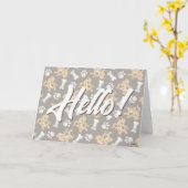 Puppy Scooby-Doo Bone & Paw Print Patroon Kaart (Gele Bloem)