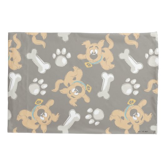 Puppy Scooby-Doo Bone & Paw Print Patroon Kussensloop (Achterkant)