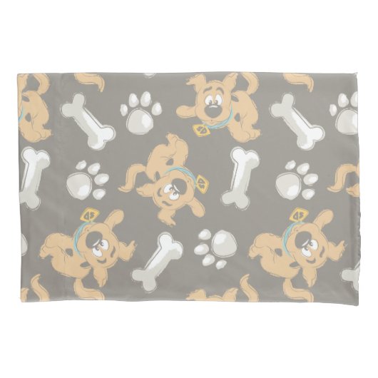 Puppy Scooby-Doo Bone & Paw Print Patroon Kussensloop (Voorkant)