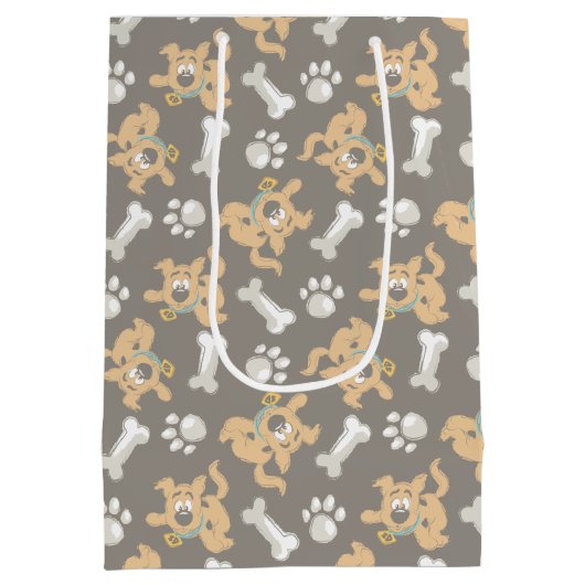 Puppy Scooby-Doo Bone & Paw Print Patroon Medium Cadeauzakje (Achterkant)