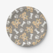 Puppy Scooby-Doo Bone & Paw Print Patroon Papieren Bordje (Voorkant)