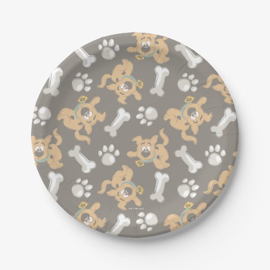 Puppy Scooby-Doo Bone & Paw Print Patroon Papieren Bordje (Voorkant)