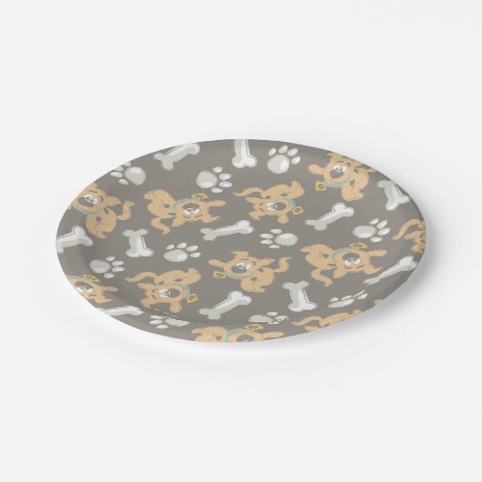 Puppy Scooby-Doo Bone & Paw Print Patroon Papieren Bordje (Gekanteld)