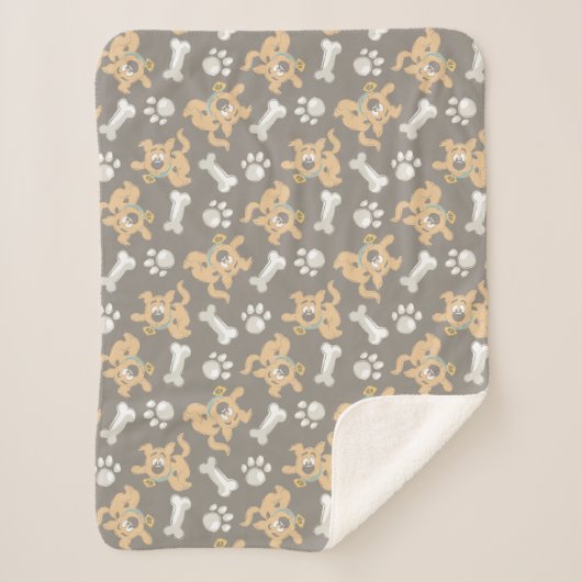 Puppy Scooby-Doo Bone & Paw Print Patroon Sherpa Deken (Voorkant)