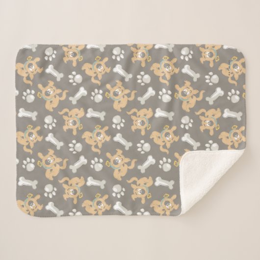 Puppy Scooby-Doo Bone & Paw Print Patroon Sherpa Deken (Voorkant (horizontaal))