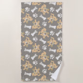 Puppy Scooby-Doo Bone & Paw Print Patroon Strandlaken (Voorkant)