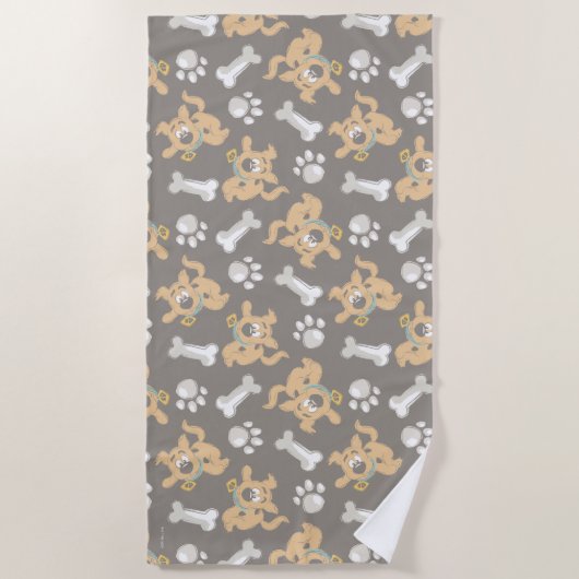 Puppy Scooby-Doo Bone & Paw Print Patroon Strandlaken (Voorkant)