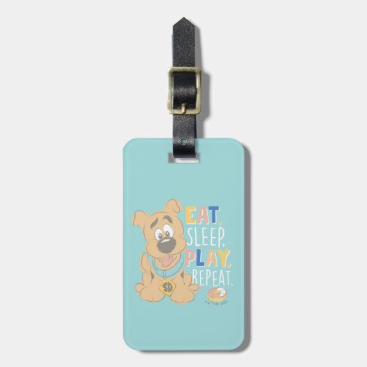 Puppy Scooby-Doo "Eat, Sleep, Play, Repeëren" Bagagelabel (Voorkant verticaal)