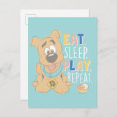 Puppy Scooby-Doo "Eat, Sleep, Play, Repeëren" Briefkaart (Voorkant / Achterkant)