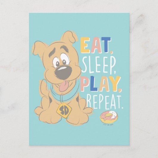 Puppy Scooby-Doo "Eat, Sleep, Play, Repeëren" Briefkaart (Voorkant)
