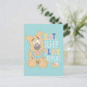 Puppy Scooby-Doo "Eat, Sleep, Play, Repeëren" Briefkaart (Staand voorkant)