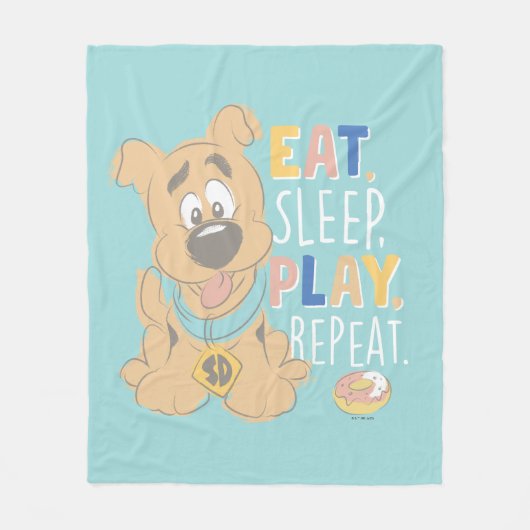 Puppy Scooby-Doo "Eat, Sleep, Play, Repeëren" Fleece Deken (Voorkant)
