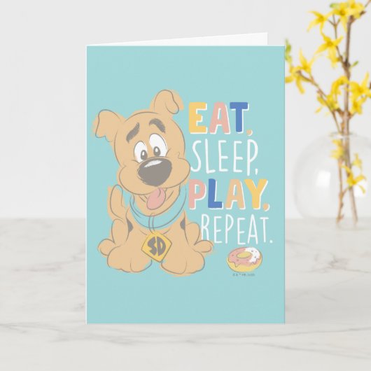 Puppy Scooby-Doo "Eat, Sleep, Play, Repeëren" Kaart (Gele Bloem)