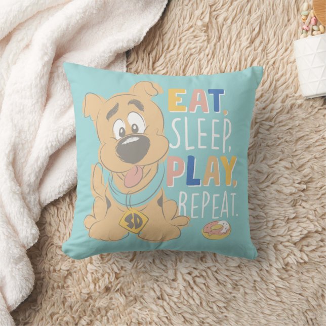 Puppy Scooby-Doo "Eat, Sleep, Play, Repeëren" Kussen (Deken)