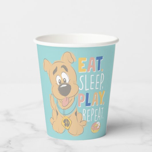 Puppy Scooby-Doo "Eat, Sleep, Play, Repeëren" Papieren Bekers (Achterkant)