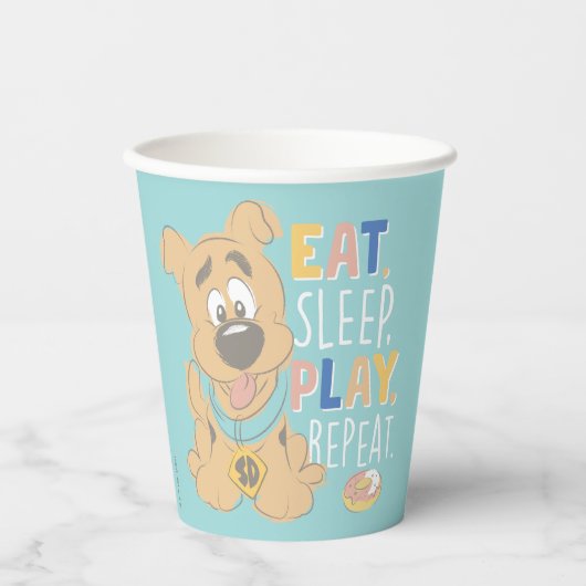 Puppy Scooby-Doo "Eat, Sleep, Play, Repeëren" Papieren Bekers (Voorkant)