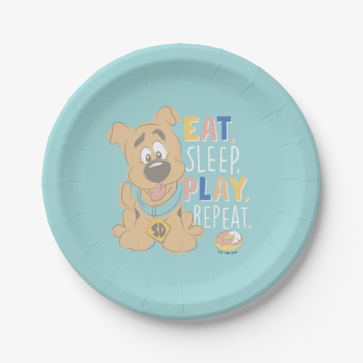 Puppy Scooby-Doo "Eat, Sleep, Play, Repeëren" Papieren Bordje (Voorkant)