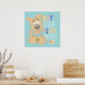 Puppy Scooby-Doo "Eat, Sleep, Play, Repeëren" Poster (Keuken)