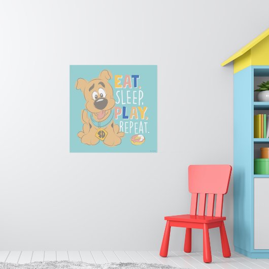 Puppy Scooby-Doo "Eat, Sleep, Play, Repeëren" Poster (Kinderkamer 1)