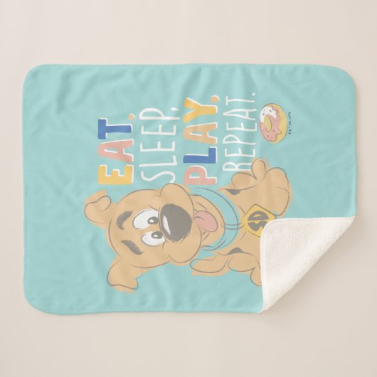 Puppy Scooby-Doo "Eat, Sleep, Play, Repeëren" Sherpa Deken (Voorkant (horizontaal))
