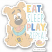 Puppy Scooby-Doo "Eat, Sleep, Play, Repeëren" Sticker (Voorkant)