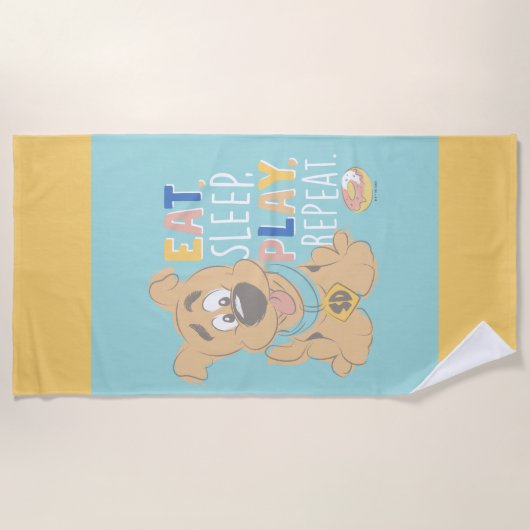 Puppy Scooby-Doo "Eat, Sleep, Play, Repeëren" Strandlaken (Voorkant)