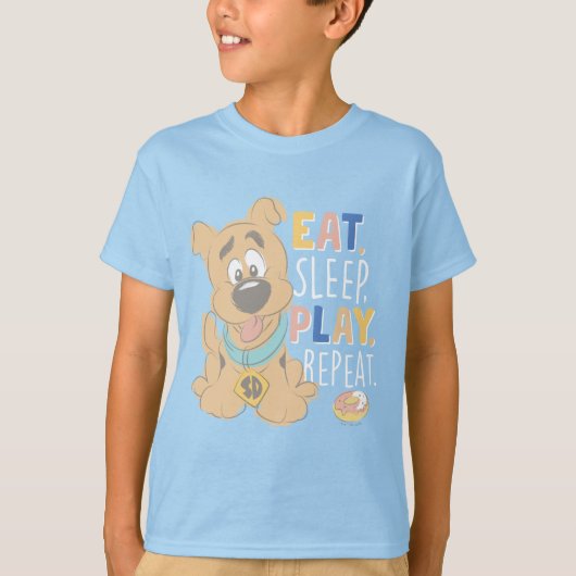 Puppy Scooby-Doo "Eat, Sleep, Play, Repeëren" T-shirt (Voorkant)