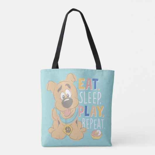Puppy Scooby-Doo "Eat, Sleep, Play, Repeëren" Tote Bag (Achterkant)
