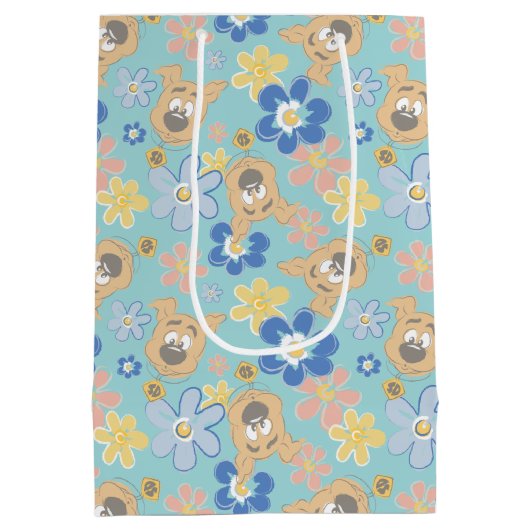 Puppy Scooby-Doo Flower Pattern Medium Cadeauzakje (Achterkant)